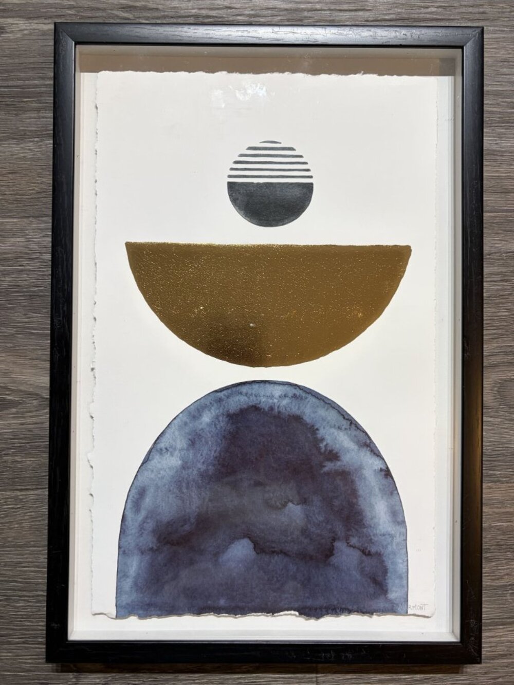 Abstract Geometric Art Print Framed Wall Art Gold Foil Watercolor 16x20 Modern